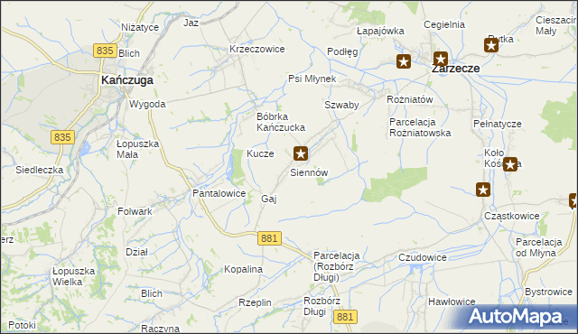 mapa Siennów, Siennów na mapie Targeo