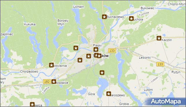 mapa Sieraków powiat międzychodzki, Sieraków powiat międzychodzki na mapie Targeo