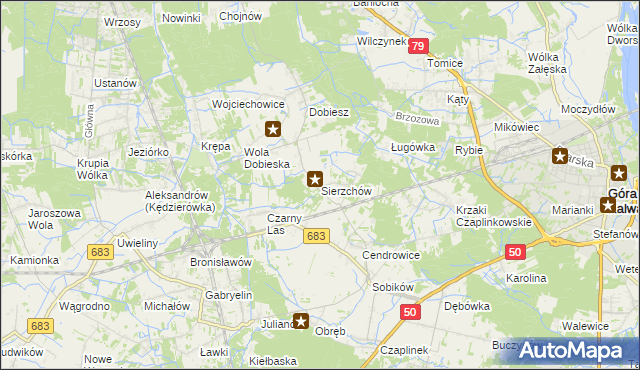 mapa Sierzchów gmina Góra Kalwaria, Sierzchów gmina Góra Kalwaria na mapie Targeo
