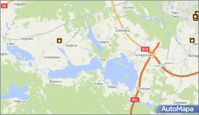 mapa Siła, Siła na mapie Targeo