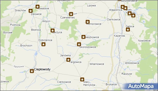 mapa Skoroszowice, Skoroszowice na mapie Targeo