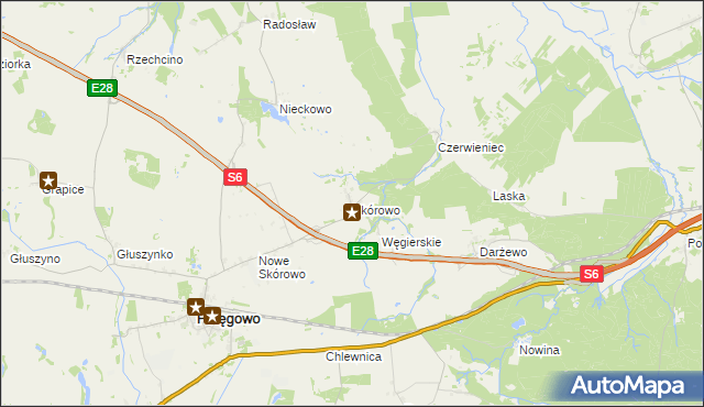 mapa Skórowo, Skórowo na mapie Targeo