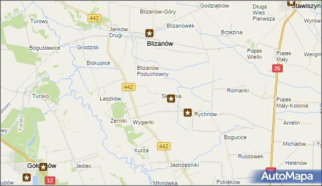 mapa Skrajnia gmina Blizanów, Skrajnia gmina Blizanów na mapie Targeo