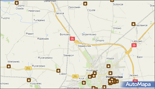 mapa Sławęcinek gmina Inowrocław, Sławęcinek gmina Inowrocław na mapie Targeo