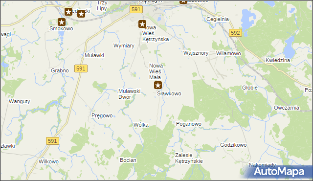 mapa Sławkowo gmina Kętrzyn, Sławkowo gmina Kętrzyn na mapie Targeo