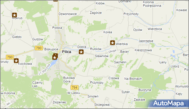 mapa Sławniów, Sławniów na mapie Targeo