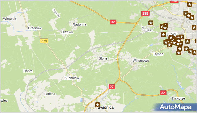 mapa Słone gmina Świdnica, Słone gmina Świdnica na mapie Targeo