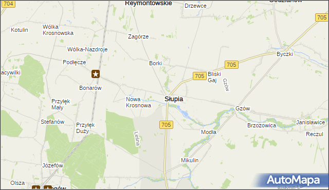 mapa Słupia powiat skierniewicki, Słupia powiat skierniewicki na mapie Targeo