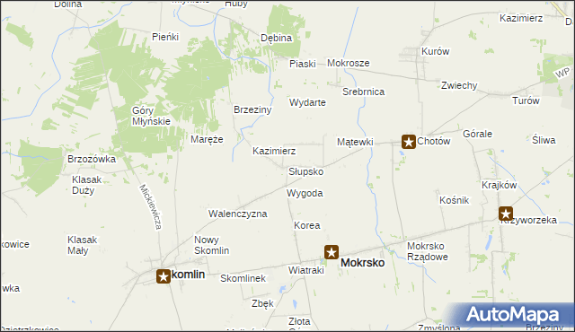 mapa Słupsko gmina Mokrsko, Słupsko gmina Mokrsko na mapie Targeo