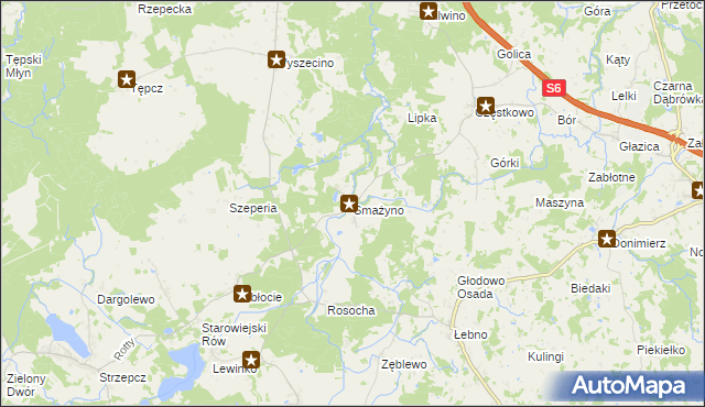 mapa Smażyno, Smażyno na mapie Targeo