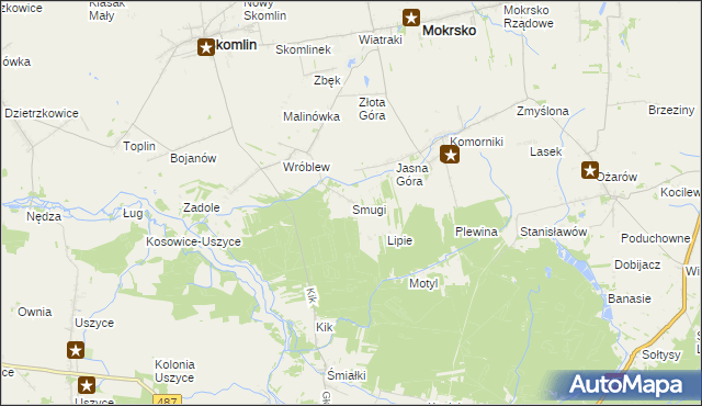 mapa Smugi gmina Skomlin, Smugi gmina Skomlin na mapie Targeo