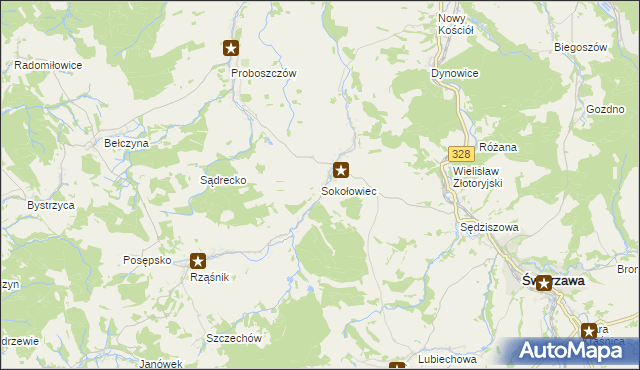 mapa Sokołowiec, Sokołowiec na mapie Targeo