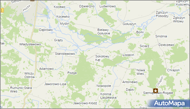 mapa Sokołowy Kąt, Sokołowy Kąt na mapie Targeo