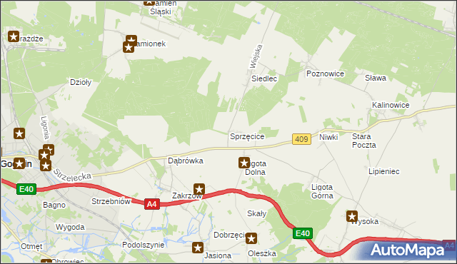 mapa Sprzęcice, Sprzęcice na mapie Targeo