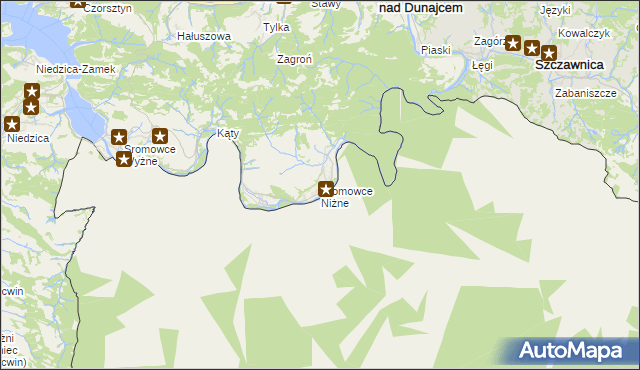 mapa Sromowce Niżne, Sromowce Niżne na mapie Targeo