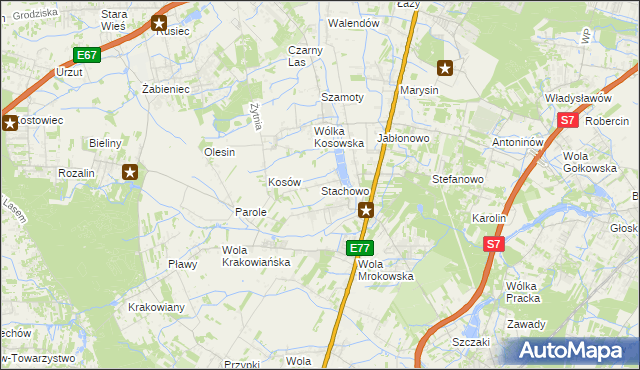 mapa Stachowo gmina Lesznowola, Stachowo gmina Lesznowola na mapie Targeo