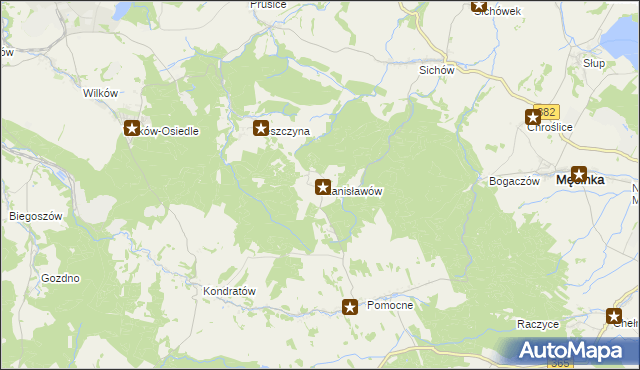 mapa Stanisławów gmina Męcinka, Stanisławów gmina Męcinka na mapie Targeo