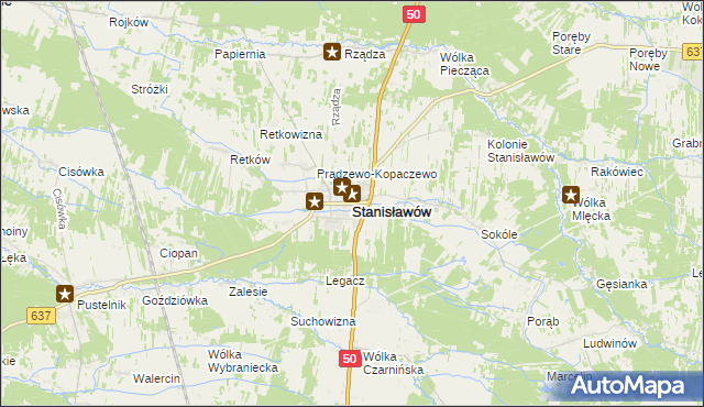 mapa Stanisławów powiat miński, Stanisławów powiat miński na mapie Targeo