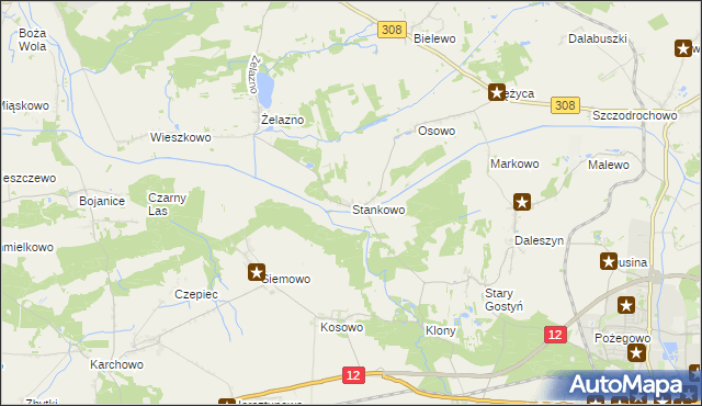 mapa Stankowo gmina Gostyń, Stankowo gmina Gostyń na mapie Targeo