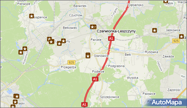 mapa Stanowice gmina Czerwionka-Leszczyny, Stanowice gmina Czerwionka-Leszczyny na mapie Targeo