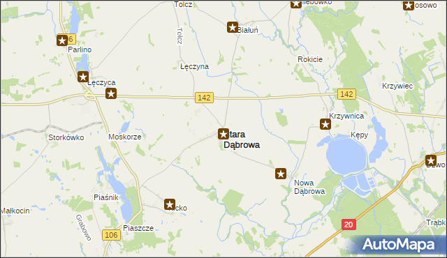 mapa Stara Dąbrowa powiat stargardzki, Stara Dąbrowa powiat stargardzki na mapie Targeo