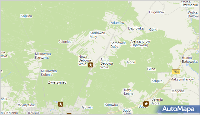 mapa Stara Dębowa Wola, Stara Dębowa Wola na mapie Targeo