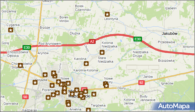 mapa Stara Niedziałka, Stara Niedziałka na mapie Targeo