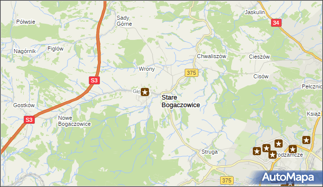 mapa Stare Bogaczowice, Stare Bogaczowice na mapie Targeo