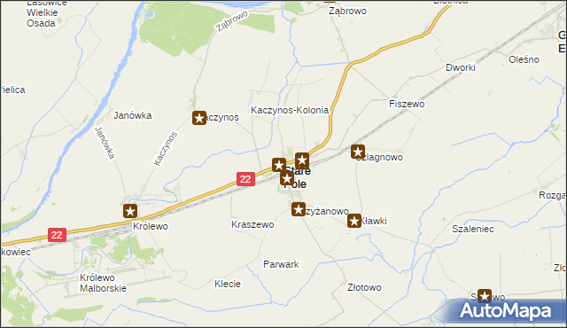 mapa Stare Pole powiat malborski, Stare Pole powiat malborski na mapie Targeo