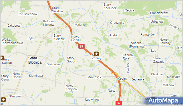 mapa Stare Żdżary gmina Stara Błotnica, Stare Żdżary gmina Stara Błotnica na mapie Targeo