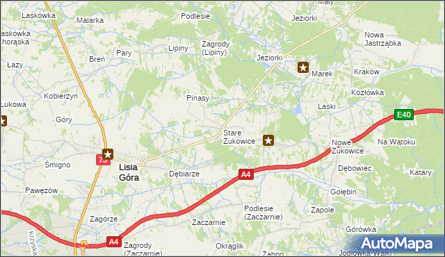 mapa Stare Żukowice, Stare Żukowice na mapie Targeo