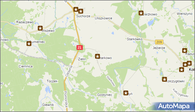 mapa Starkowo gmina Trzebielino, Starkowo gmina Trzebielino na mapie Targeo