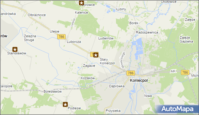 mapa Stary Koniecpol, Stary Koniecpol na mapie Targeo