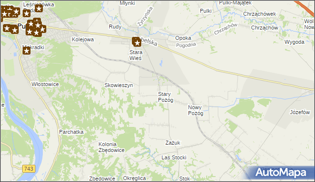 mapa Stary Pożóg, Stary Pożóg na mapie Targeo