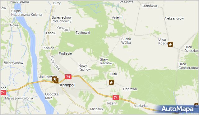 mapa Stary Rachów, Stary Rachów na mapie Targeo