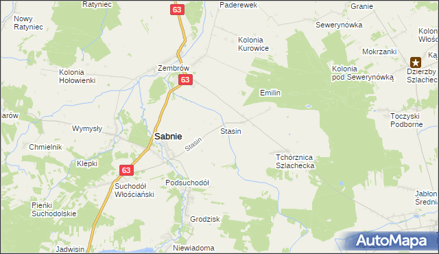 mapa Stasin gmina Sabnie, Stasin gmina Sabnie na mapie Targeo