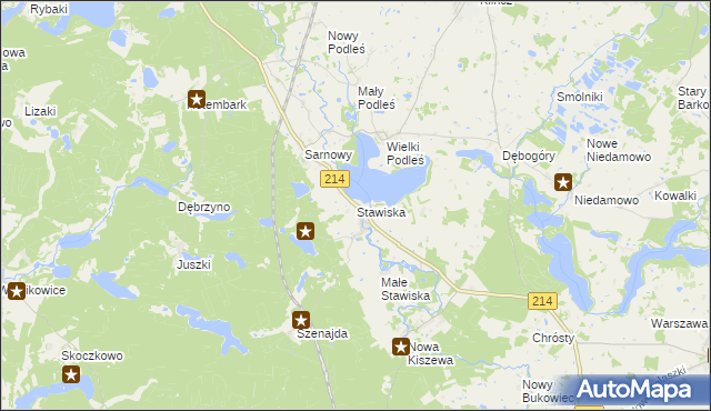 mapa Stawiska gmina Kościerzyna, Stawiska gmina Kościerzyna na mapie Targeo