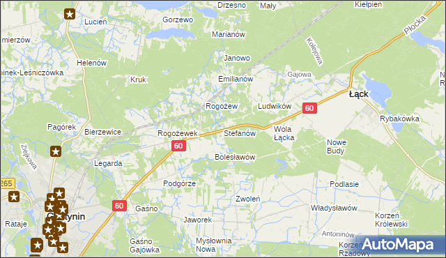 mapa Stefanów gmina Gostynin, Stefanów gmina Gostynin na mapie Targeo