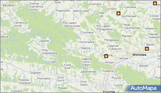 mapa Stępina, Stępina na mapie Targeo