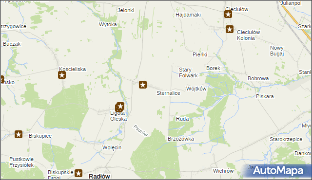 mapa Sternalice gmina Radłów, Sternalice gmina Radłów na mapie Targeo