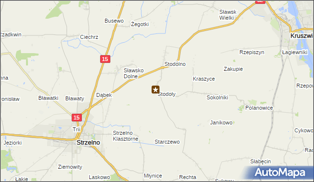 mapa Stodoły gmina Strzelno, Stodoły gmina Strzelno na mapie Targeo