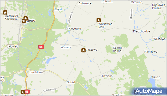 mapa Straszewo gmina Ryjewo, Straszewo gmina Ryjewo na mapie Targeo
