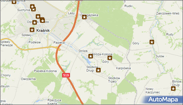 mapa Stróża-Kolonia, Stróża-Kolonia na mapie Targeo