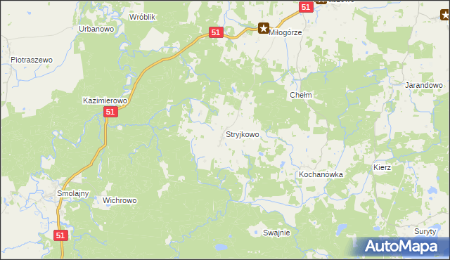 mapa Stryjkowo, Stryjkowo na mapie Targeo