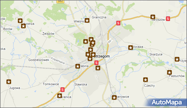 mapa Strzegom powiat świdnicki, Strzegom powiat świdnicki na mapie Targeo