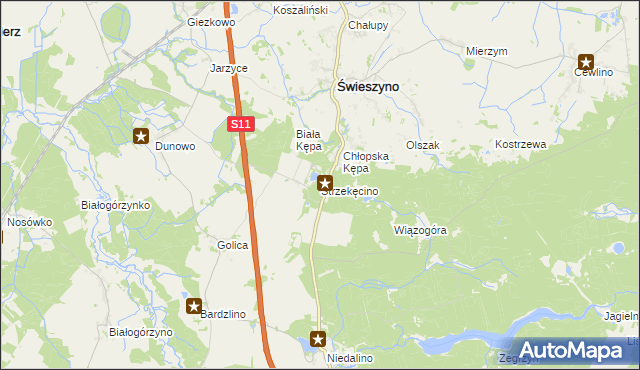 mapa Strzekęcino, Strzekęcino na mapie Targeo