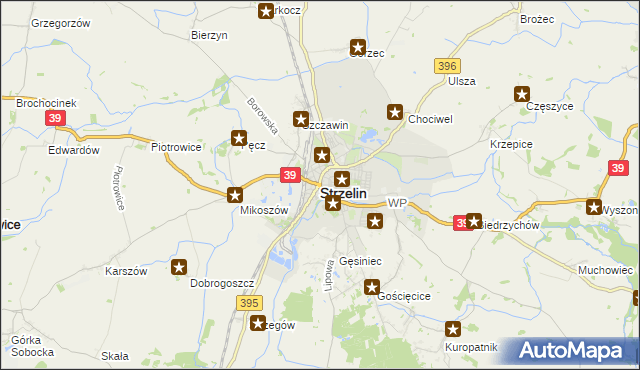 mapa Strzelin, Strzelin na mapie Targeo