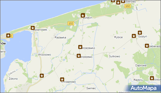 mapa Strzeżewko, Strzeżewko na mapie Targeo