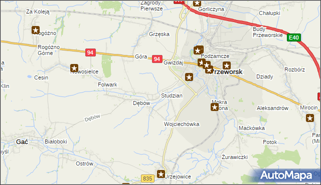 mapa Studzian, Studzian na mapie Targeo