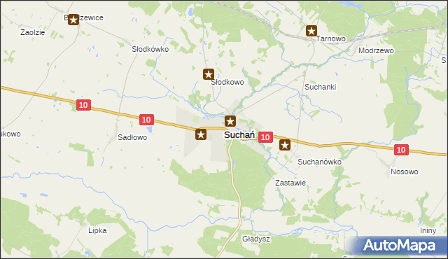 mapa Suchań, Suchań na mapie Targeo